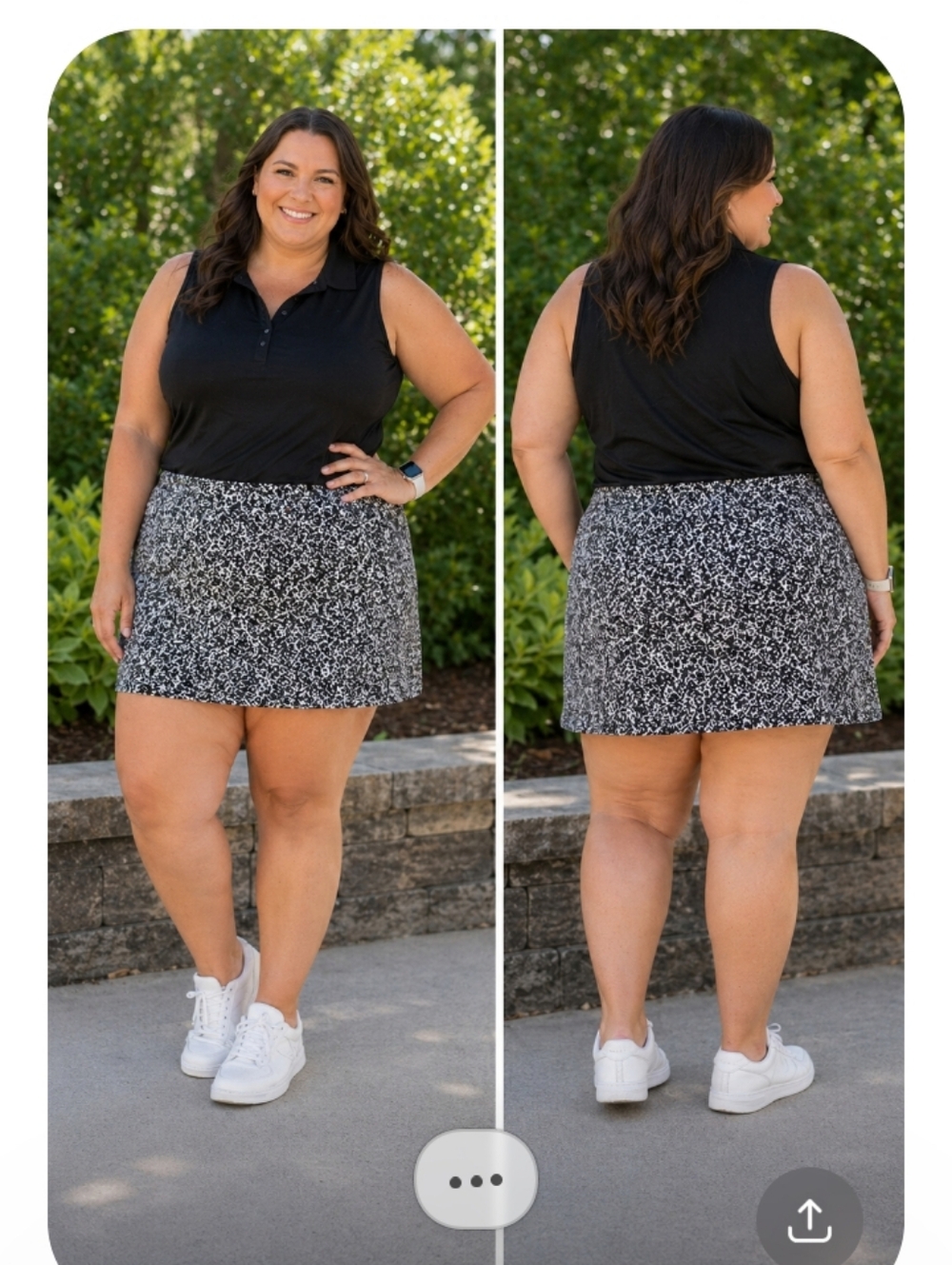 Briggs New York Black & White Print Skort Size 20W Elastic Waist Comfort Chic